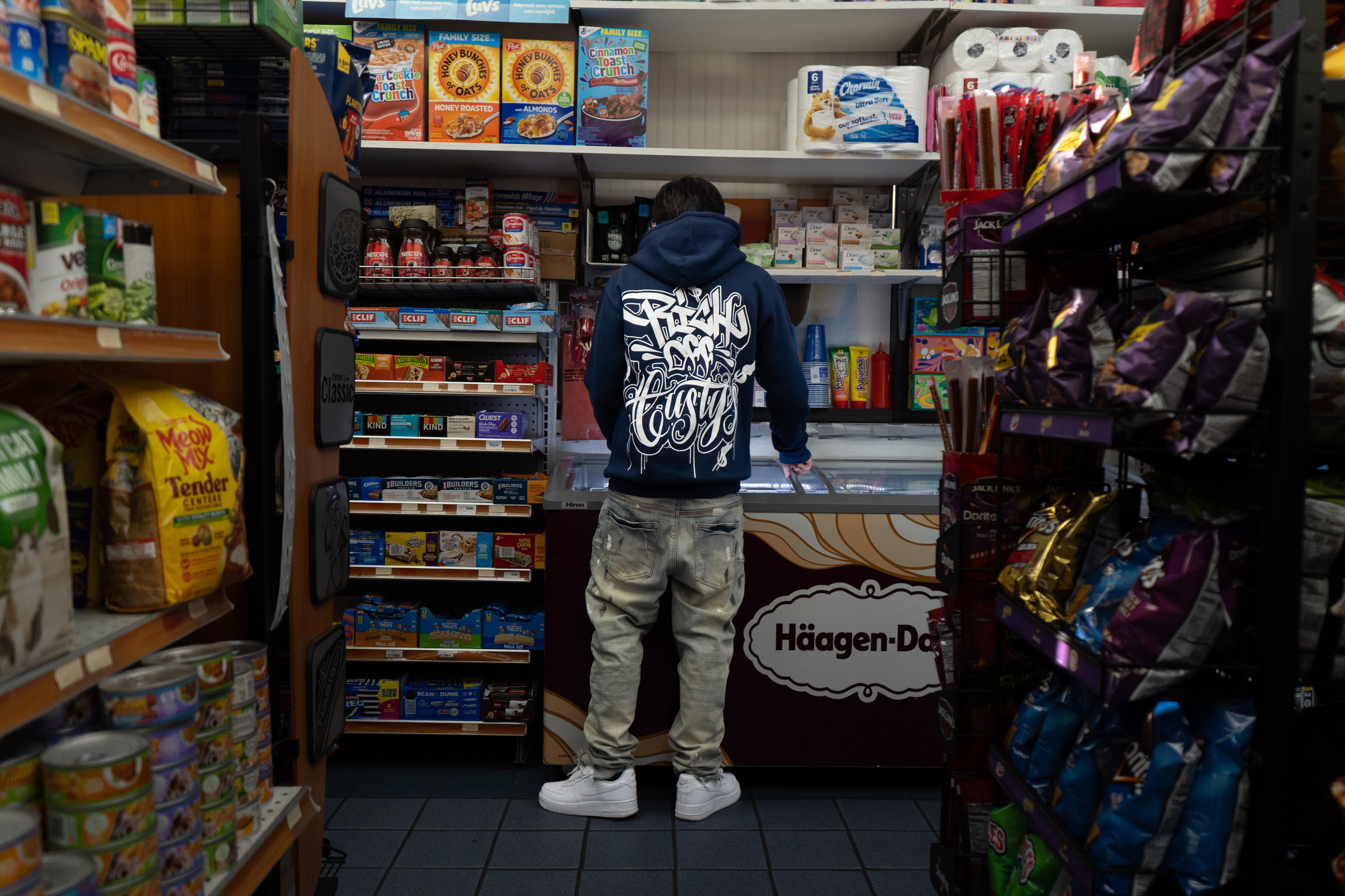 RICH OFF CUSTYS LOGO HOODIE NAVY