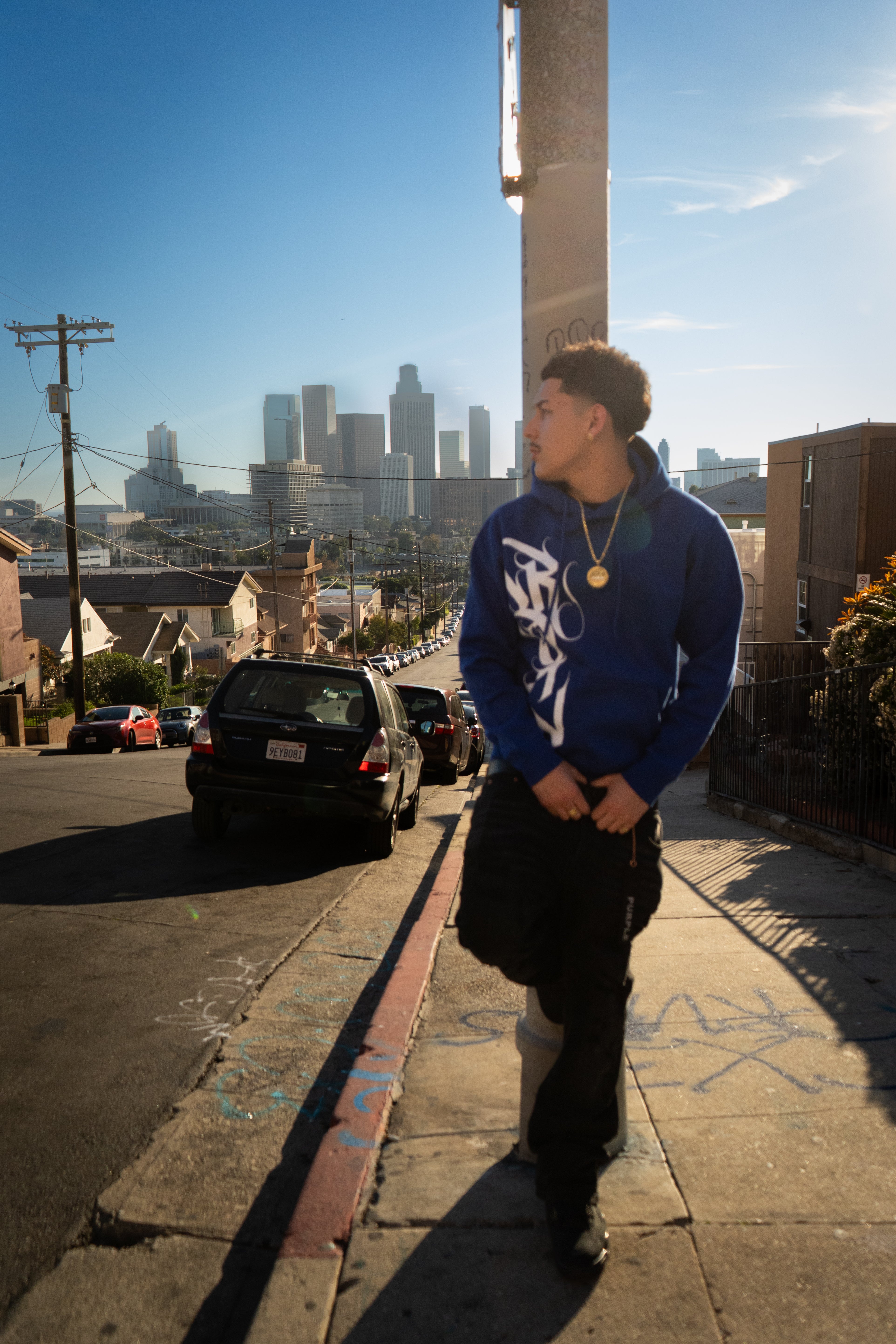 RICH OFF CUSTYS LOGO HOODIE BLUE